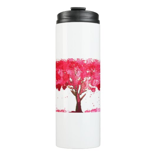 Waterverf sakura roze kersenboom thermosbeker (Voorkant)