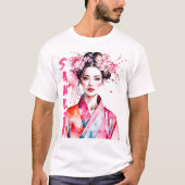Waterverf Sakura Vrouw T-shirt (Voorkant)