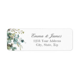 Waterverf Salie Eucalyptus Huwelijks Retouradres  Etiket