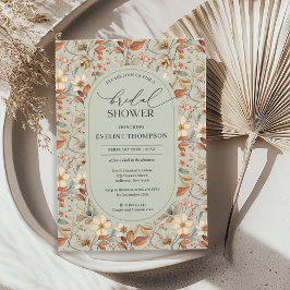 Waterverf salie groen ivoor wilde bloemen boog kaart