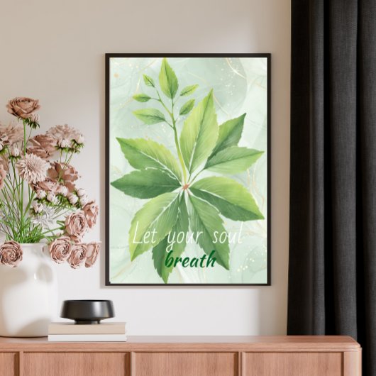Waterverf salie groen laat botanisch Poster achter