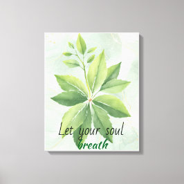 Waterverf salie groen laat botanisch Poster achter Canvas Afdruk