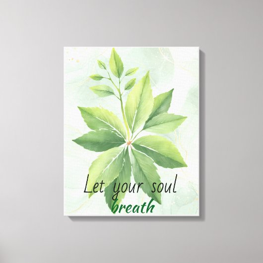 Waterverf salie groen laat botanisch Poster achter Canvas Afdruk (Voorkant)