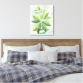 Waterverf salie groen laat botanisch Poster achter Canvas Afdruk (Insitu (Slaapkamer))