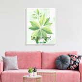 Waterverf salie groen laat botanisch Poster achter Canvas Afdruk (Insitu (Woonkamer))