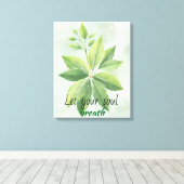 Waterverf salie groen laat botanisch Poster achter Canvas Afdruk (Insitu (Houten vloer))