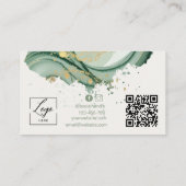 Waterverf Salie groene Qr Code  Visitekaartje (Achterkant)