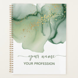 Waterverf Saliegroen Goud Je naam & Beroep Planner