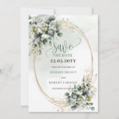 Waterverf Saliegroen Loof Save The Date (Voorkant)