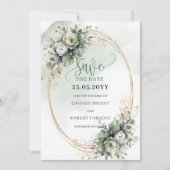 Waterverf Saliegroene Botanische Save The Date (Voorkant)