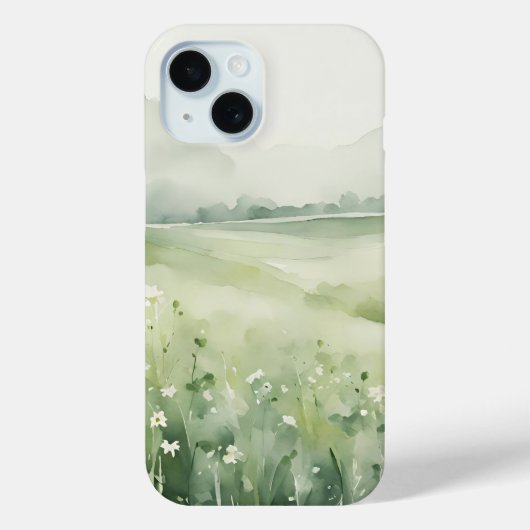 Waterverf Saliegroene Weidelandschap iPhone 15 Case-Mate iPhone Case (Achterkant)