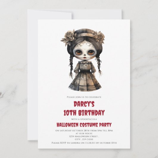 waterverf sally pop spooktacular birthday kaart (Voorkant)