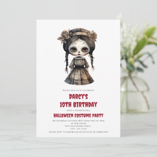 waterverf sally pop spooktacular birthday kaart (Staand voorkant)