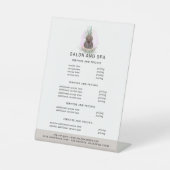 Waterverf Salon | Prijslijst menu Pedestal Sign Reclamebord Met Voetstuk (Voorkant)