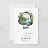 Waterverf Samaná Peninsula Bestemming Bruiloft RSVP Kaartje (Voorkant)
