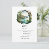 Waterverf Samaná Peninsula Bestemming Bruiloft RSVP Kaartje (Staand voorkant)