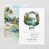 Waterverf Samaná Peninsula Bestemming Bruiloft RSVP Kaartje (Voorkant / Achterkant)