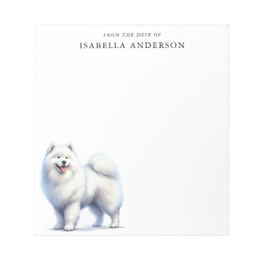 Waterverf Samoyed van het bureau van Notitieblok (Voorkant)