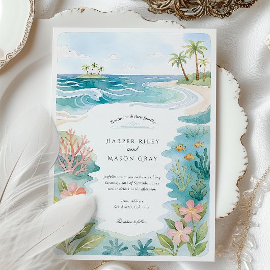 Waterverf San Andrés Colombia Huwelijk Kaart