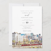 Waterverf San Diego California Skyline Wedding Kaart (Voorkant)