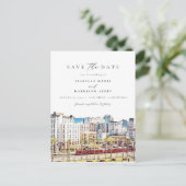 Waterverf San Diego Californië Skyline Beach Briefkaart (Staand voorkant)