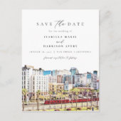 Waterverf San Diego Californië Skyline Beach Briefkaart (Voorkant)