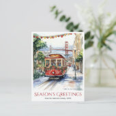 Waterverf San Francisco Kerstreizen Feestdagenkaart (Staand voorkant)