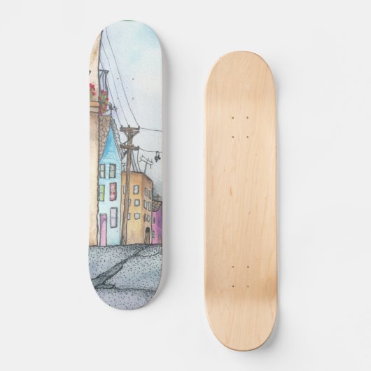 Waterverf San Francisco Persoonlijk Skateboard (Voorkant)