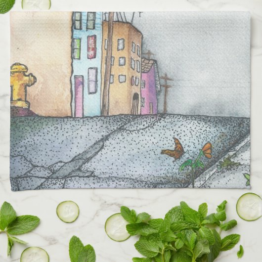 Waterverf San Francisco Theedoek (Gevouwen)