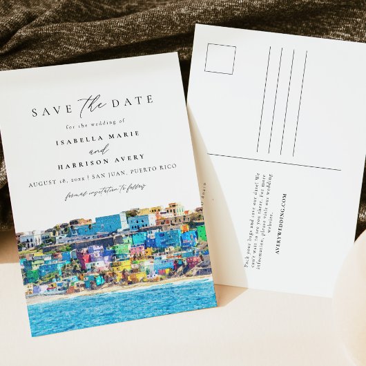 Waterverf San Juan Puerto Rico Skyline Tropical Briefkaart