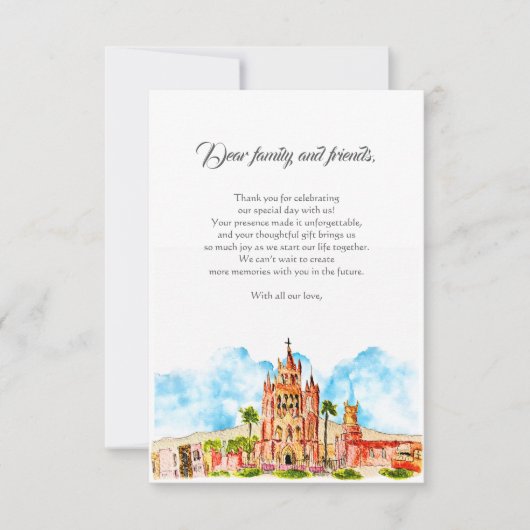 Waterverf San Miguel de Allende rustieke bruiloft Bedankkaart (Voorkant)