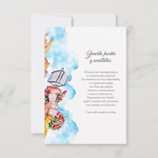 Waterverf San Miguel de Allende rustieke bruiloft Bedankkaart (Voorkant)