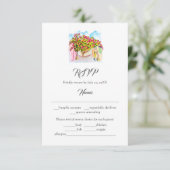 Waterverf San Miguel de Allende Wedding RSVP Kaart (Staand voorkant)