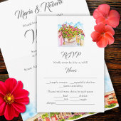 Waterverf San Miguel de Allende Wedding RSVP Kaart