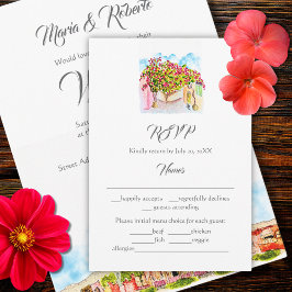 Waterverf San Miguel de Allende Wedding RSVP Kaart