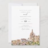 Waterverf San Miguel Mexico City Skyline Wedding Kaart (Voorkant)