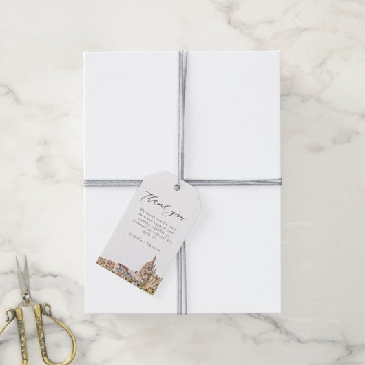 Waterverf San Miguel Mexico Skyline Dank u Cadeaulabel (Met Touw)