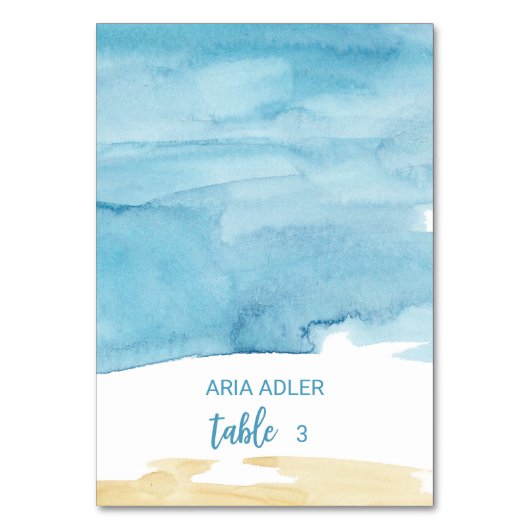 Waterverf Sand and Zee Escort Place Cards Kaart (Voorkant)