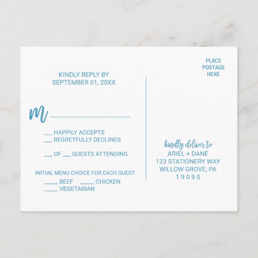 Waterverf Sand and Zee Menu Keuze RSVP (Achterkant)