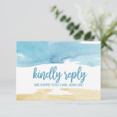 Waterverf Sand and Zee Song Request RSVP Kaart (Staand voorkant)