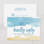 Waterverf Sand and Zee Song Request RSVP Kaart (Voorkant / Achterkant)