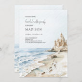 Waterverf Sand Castle Beach Bachelorette Party Kaart (Voorkant / Achterkant)