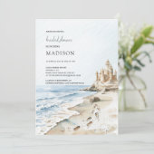 Waterverf Sand Castle Beach Vrijgezellenfeest Kaart (Staand voorkant)