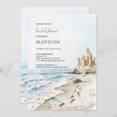 Waterverf Sand Castle Beach Vrijgezellenfeest Kaart (Voorkant / Achterkant)