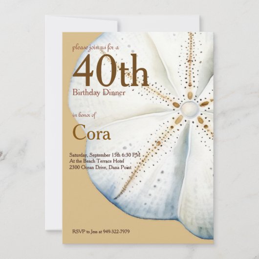 Waterverf Sand Dollar verjaardagsuitnodiging Kaart (Voorkant)