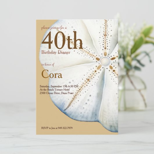 Waterverf Sand Dollar verjaardagsuitnodiging Kaart (Staand voorkant)