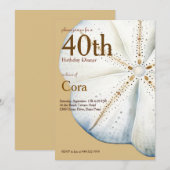 Waterverf Sand Dollar verjaardagsuitnodiging Kaart (Voorkant / Achterkant)