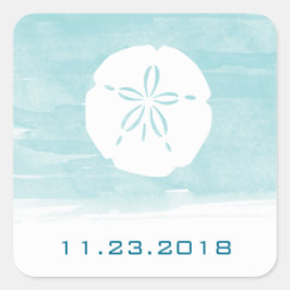Waterverf Sand Dollar Weddenschap Datum Tekkers Vierkante Sticker