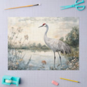 Waterverf Sandhill Crane op een vijver Decoupage Tissuepapier (Craft)