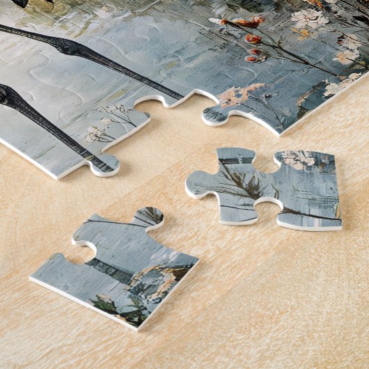 Waterverf Sandhill Crane op een vijver Legpuzzel (Zijkant)